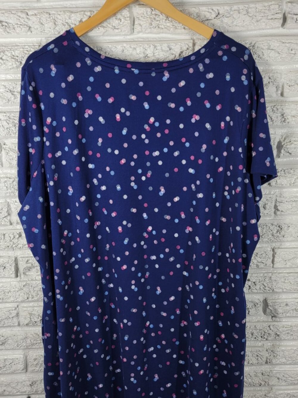 Joyspun Women's Plus Size 3X Nightgown Blue Pink Geometric Short Sleeve GEO61E - Picture 7 of 11